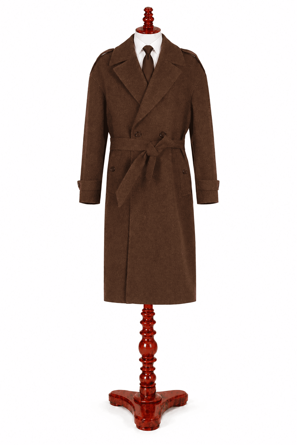 Mid Brown Tie Overcoat