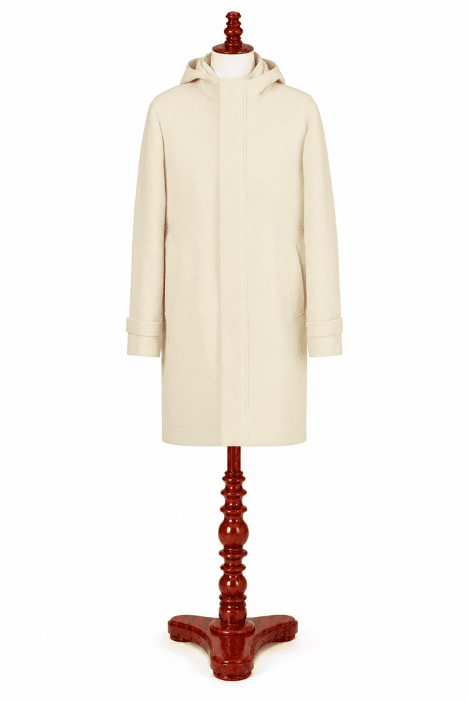 Cream Wool Hooded Coat
