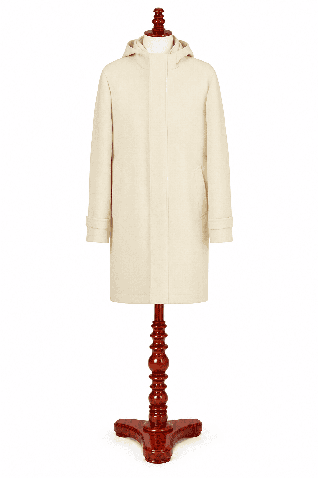 Cream Wool Hooded Coat