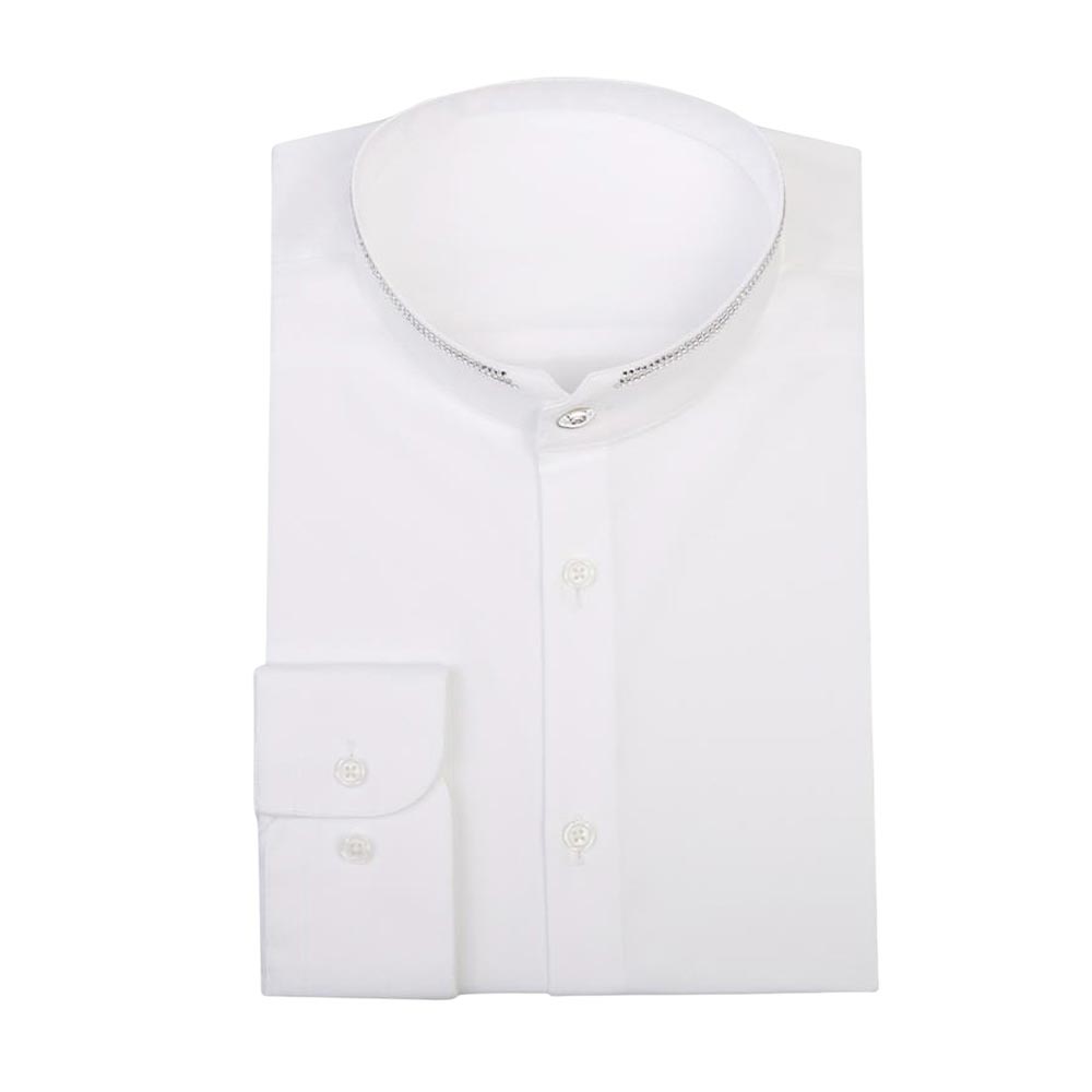 White Detailed Collarless Shirt