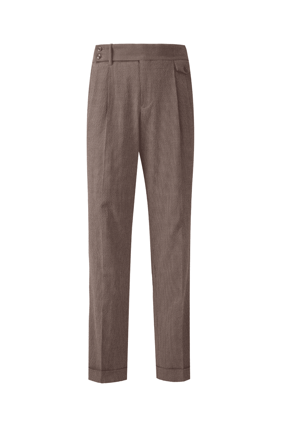Brown Cotton Stretch Seersucker Trousers