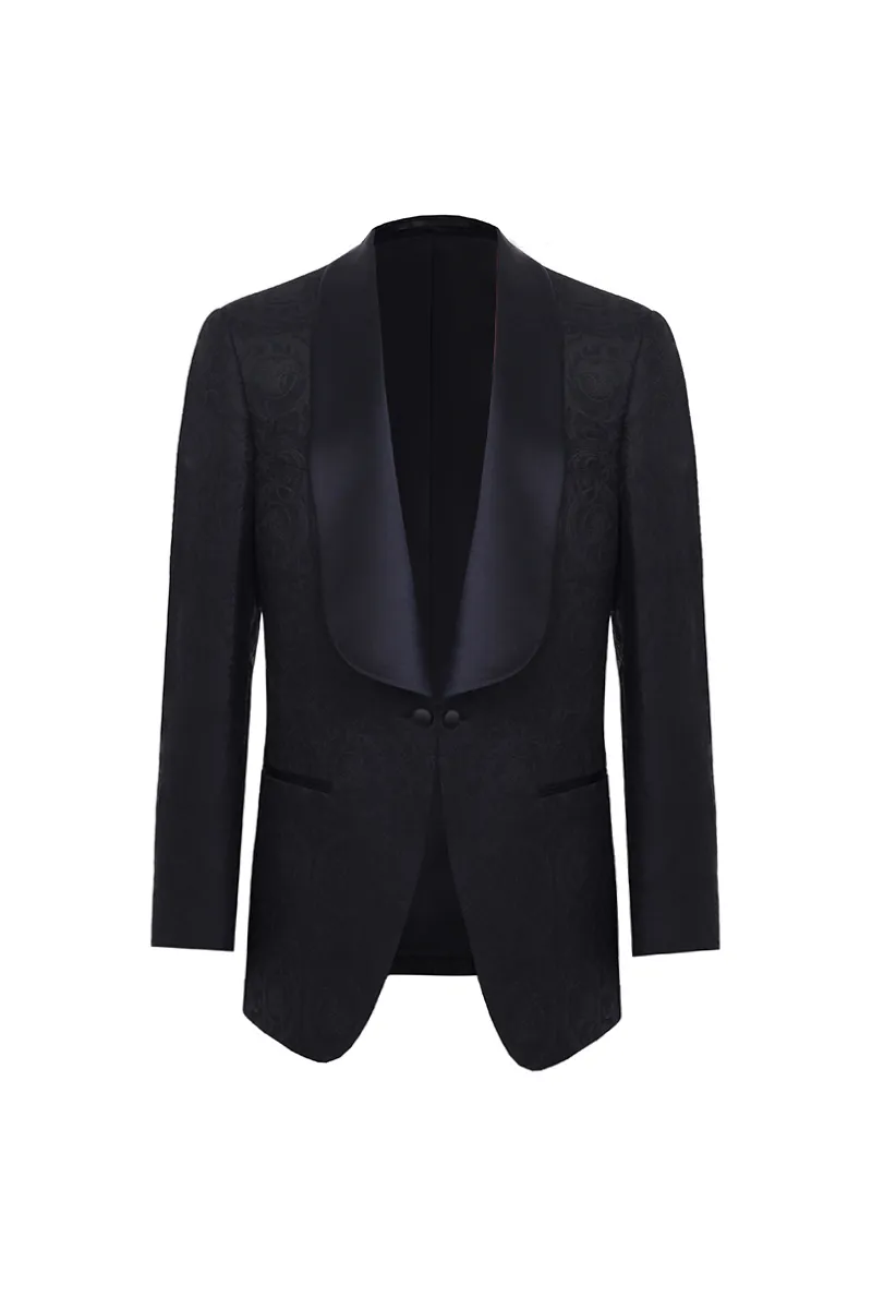 Black Jacquard Shawl Collar Dinner Jacket