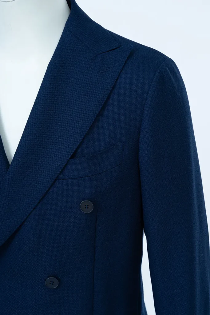 Bespoke Navy Wool Hopsack Double-Breasted Blazer