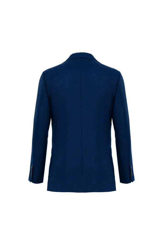 Bespoke Navy Wool Hopsack Double-Breasted Blazer