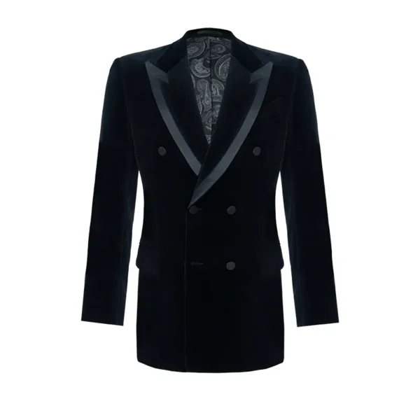 Bespoke Black Velvet Double-Breasted Dinner Jacket