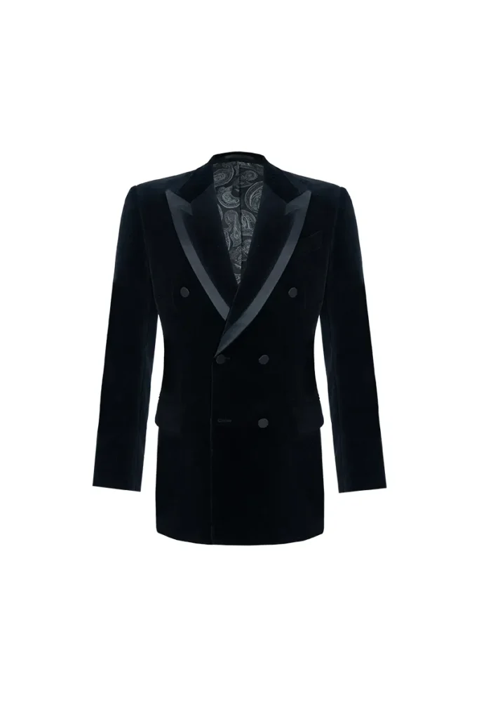 Bespoke Black Velvet Double-Breasted Dinner Jacket